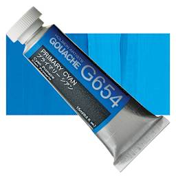 Holbein Artists' Gouache - Primary Cyan, 15 ml tube and swatch
