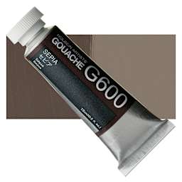 Holbein Artists' Gouache - Sepia, 15 ml tube and swatch