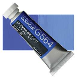 Holbein Artists' Gouache - Ultramarine Light, 15 ml tube and swatch