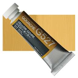 Holbein Artists' Gouache - Yellow Ochre, 15 ml tube and swatch