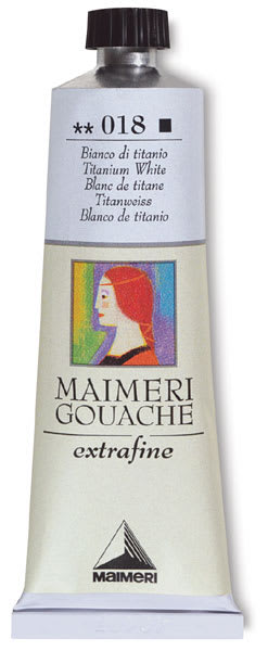 Maimeri Artist Gouache - Single Tube of Titanium White shown upright