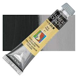 Maimeri Artist Gouache - Black, 20 ml tube and swatch