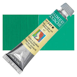 Maimeri Artist Gouache - Viridian Hue, 20 ml tube and swatch