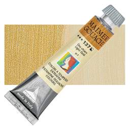 Maimeri Artist Gouache - Light Gold, 20 ml tube and swatch