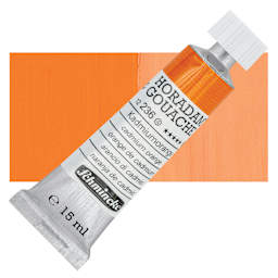 Schmincke Horadam Artist Gouache - Cadmium Orange, 15 ml tube and swatch
