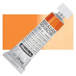Schmincke Horadam Artist Gouache - Cadmium Orange Tone, 15 ml tube and swatch