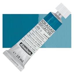 Schmincke Horadam Artist Gouache - Helio Turquoise, 15 ml tube and swatch