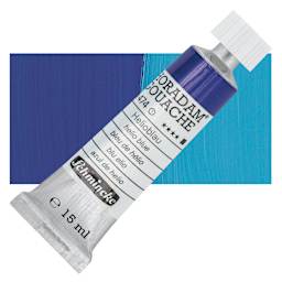 Schmincke Horadam Artist Gouache - Helio Blue, 15 ml tube and swatch