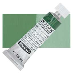 Schmincke Horadam Artist Gouache - Chromium Oxide Green, 15 ml tube and swatch