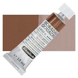 Schmincke Horadam Artist Gouache - Burnt Umber, 15 ml tube and swatch