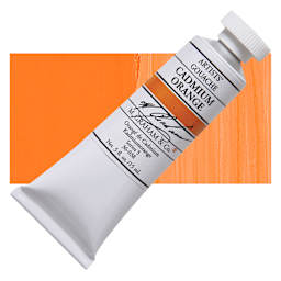 M. Graham Artists' Gouache - Cadmium Orange, 15 ml tube and swatch