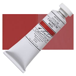 M. Graham Artists' Gouache - Cadmium Red, 15 ml tube and swatch