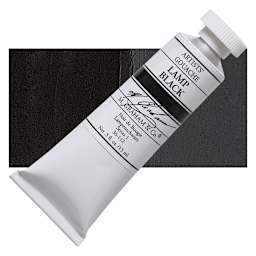 M. Graham Artists' Gouache - Lamp Black, 15 ml tube and swatch
