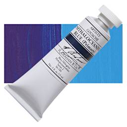 M. Graham Artists' Gouache - Phthalo Blue, 15 ml tube and swatch