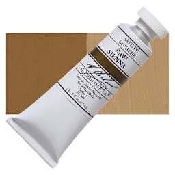 M. Graham Artists' Gouache - Raw Sienna, 15 ml tube and swatch
