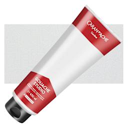 Caran d'Ache Studio Gouache - White, 450 ml, Tube and swatch