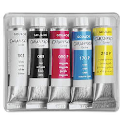 Caran d'Ache Gouache - Set of 5, Assorted Colors,  10 ml Tubes, open packaging