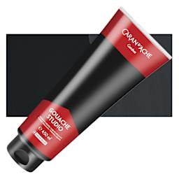 Caran d'Ache Studio Gouache - Black, 450 ml, Tube and swatch