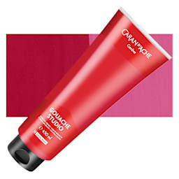 Caran d'Ache Studio Gouache - Carmine, 450 ml tube and swatch
