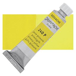 Caran d'Ache Gouache Studio Tube - Primary Yellow, 10 ml, Tube and swatch