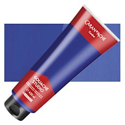 Caran d'Ache Studio Gouache - Ultramarine, 450 ml, Tube and swatch