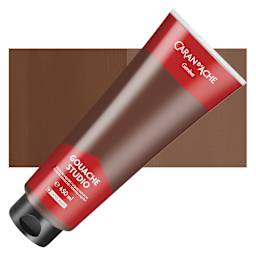 Caran d'Ache Studio Gouache - Burnt Sienna, 450 ml, Tube and swatch