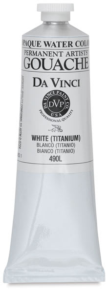 Da Vinci Professional Gouache - Single 150 ml tube of Titanium White shown upright

