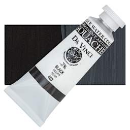 Da Vinci Professional Gouache - Black, 37 ml tube and swatch