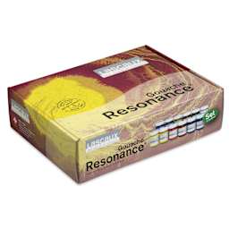 Lascaux Acrylic Gouache - Set of 12, Assorted, 50 ml front and top of box