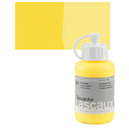 Lascaux Acrylic Gouache - Lemon Yellow, 85 ml bottle and swatch