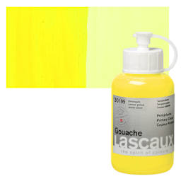 Lascaux Acrylic Gouache - Primary Yellow, 85 ml bottle and swatch