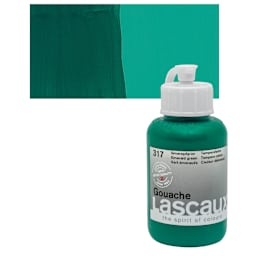 Lascaux Acrylic Gouache - Emerald Green, 85 ml bottle and swatch