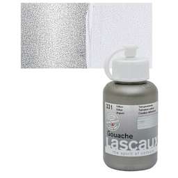 Lascaux Acrylic Gouache - Silver, 85 ml bottle and swatch