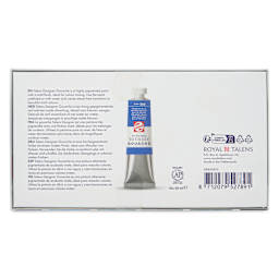 Royal Talens Gouache - Basic Set of 10, 20 ml tubes back of package