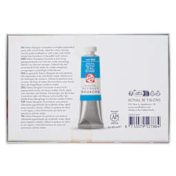 Royal Talens Gouache - Mixing Set of 8, 20 ml tubes back of package