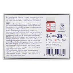 Royal Talens Gouache - Primary Set of 6, 16 ml bottles back of package