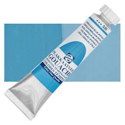 Royal Talens Gouache - Cerulean Blue, 20 ml tube and swatch