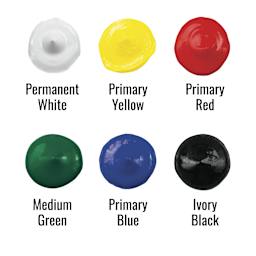 Utrecht Artists' Gouache - Introductory Set of 6, 14 ml Tubes, swatch blobs