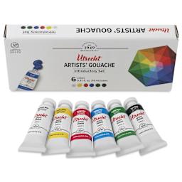 Utrecht Artists' Gouache - Introductory Set of 6, 14 ml Tubes, contents with packaging