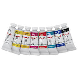 Utrecht Artists' Gouache - Set of 8, Mixing Colors, 14 ml Tubes, lined up
