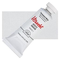 Utrecht Artists' Gouache - Permanent White, 14 ml tube and swatch