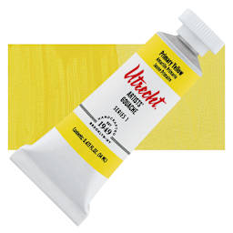Utrecht Artists' Gouache - Primary Yellow, 14 ml tube and swatch