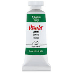 Utrecht Artists' Gouache - Medium Green, 14 ml, Tube (Front)