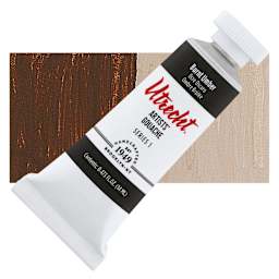 Utrecht Artists' Gouache - Burnt Umber, 14 ml tube and swatch