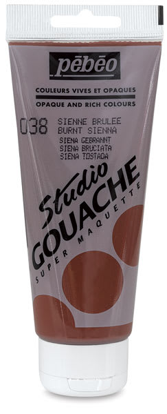 Pebeo Studio Gouache - 100 ml Tube of Burnt Sienna shown upright

