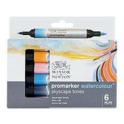 Winsor & Newton Promarker Watercolor Markers - Sky Colors, Set of 6, front of the packaging