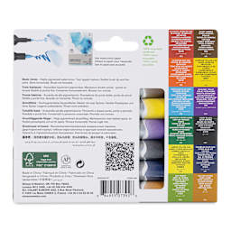 Winsor & Newton Promarker Watercolor Markers - Basic Colors, Set of 12, back of the packaging