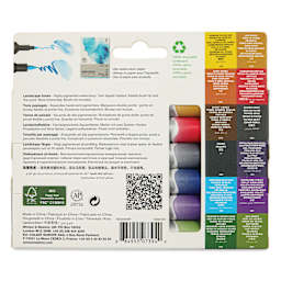 Winsor & Newton Promarker Watercolor Markers - Landscape Colors, Set of 12, back of the packaging
