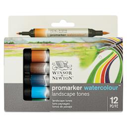 Winsor & Newton Promarker Watercolor Markers - Landscape Colors, Set of 12, front of the packaging