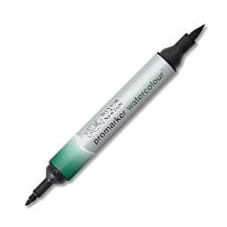 Winsor & Newton Promarker Watercolor Marker - Single green uncapped marker at angle